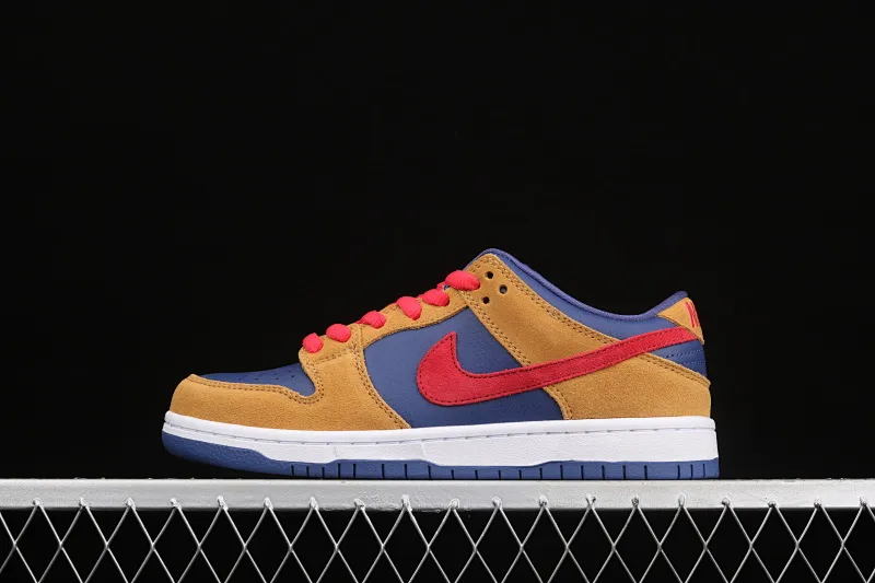 All categories Nk SB Dunk series Nk SB Dunk Low low-top sneakers J version Nk SB Dunk Low SB smashed backboard dark brown white and yellow color fashion casual sneakers BQ6817-700